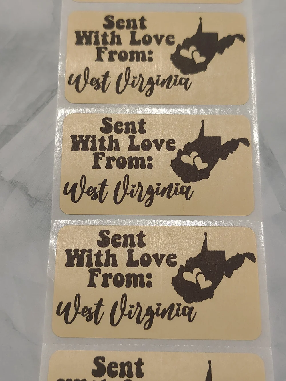 💙100 West Virginia- Shipping Labels Thermal Packaging Stickers 2.25